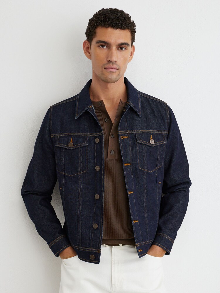 Reiss Acre Denim Trucker Jacket - Imagen 1 de 7 Reiss Acre Denim Trucker Jacket - Imagen 1 de 7
