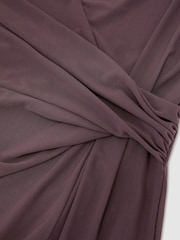 Reiss Taupe Brown Dylan Petite Draped-Detail Sleeveless Maxi Dress - Image 8 of 9