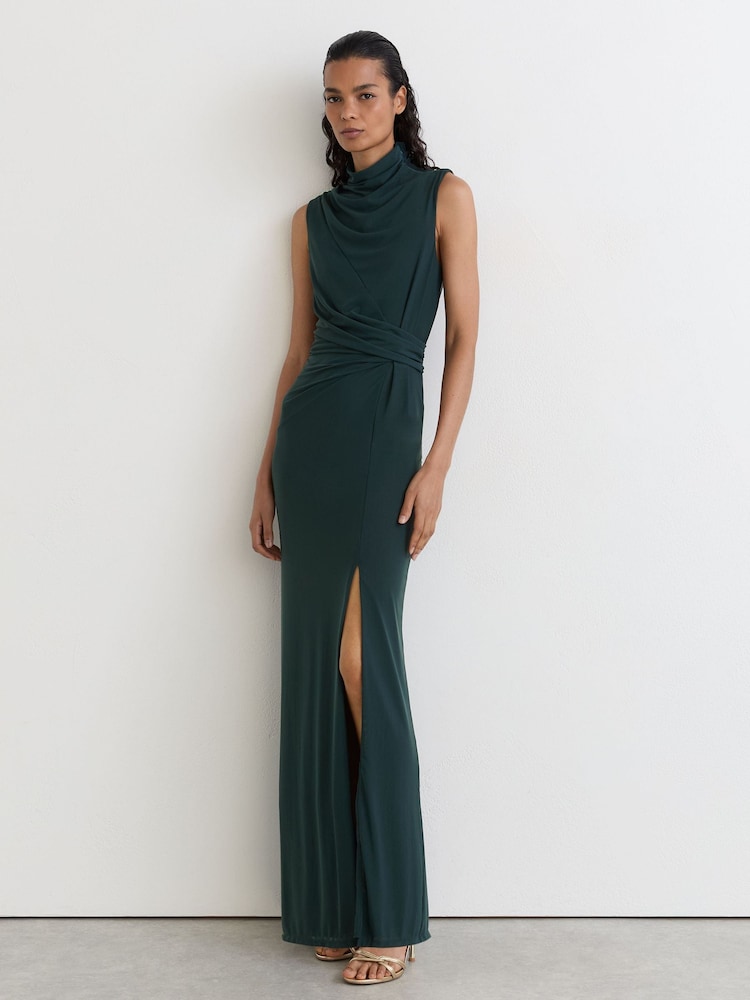 Blauwgroen - Reiss Dylan mouwloze maxi-jurk met gedrapeerde details - Afbeelding 1 van 8 Blauwgroen - Reiss Dylan mouwloze maxi-jurk met gedrapeerde details - Afbeelding 1 van 8
