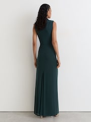 Blauwgroen - Reiss Dylan mouwloze maxi-jurk met gedrapeerde details - Afbeelding 7 van 8