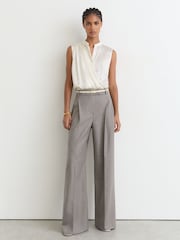 Reiss Ivory Gia Silk Draped Sleeveless Top - Image 1 of 6