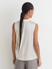 Reiss Ivory Gia Silk Draped Sleeveless Top - Image 5 of 6
