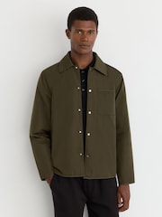 Reiss Dark Green Raider Lightly-Padded Patch-Pocket Overshirt - Image 1 of 8
