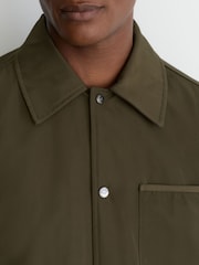 Reiss Dark Green Raider Lightly-Padded Patch-Pocket Overshirt - Image 3 of 8