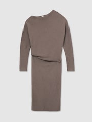 Reiss Neutral Lara Off-The-Shoulder Ribbed Midi Dress - Image 2 of 6