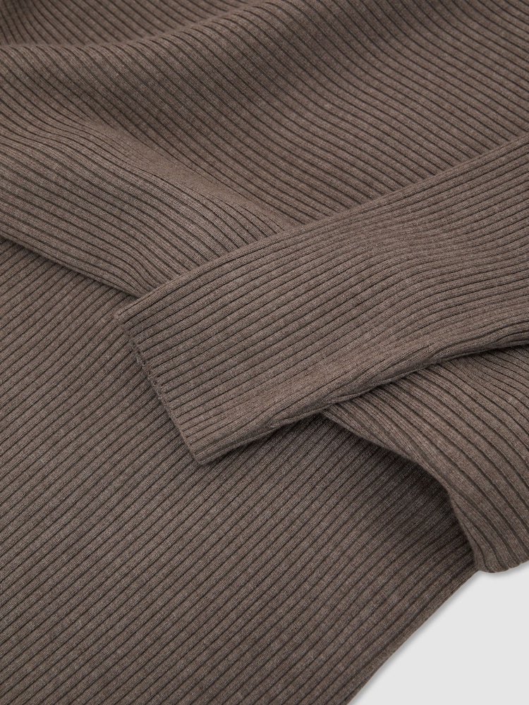Reiss Neutral Lara Off-The-Shoulder Ribbed Midi Dress - Image 6 of 6 Reiss Neutral Lara Off-The-Shoulder Ribbed Midi Dress - Image 6 of 6
