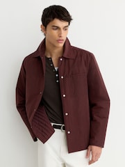 Reiss Bordeaux Raider Lightly-Padded Patch-Pocket Overshirt - Image 7 of 8