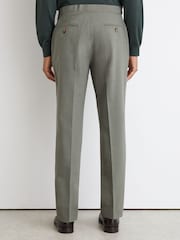 Reiss Sage Green Grain Tailored Fit Wool-Blend Side-Adjuster Suit Trousers - Image 5 of 6