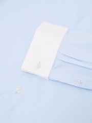 Reiss Soft Blue Wells Cotton-Stretch Contrast Double-Cuff Shirt Regular-Fit - Image 8 of 8