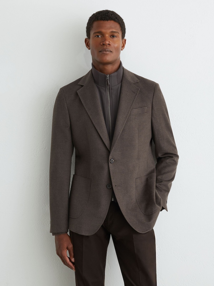 Reiss Badge Check Single-Breasted Blazer with Gilet Insert Tailored-Fit - Attēls 1 no 12