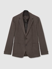 Reiss Badge Check Single-Breasted Blazer with Gilet Insert Tailored-Fit - Attēls 2 no 12