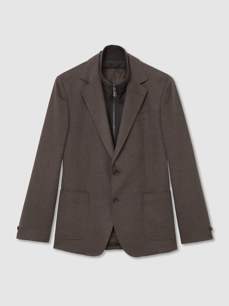 Reiss Badge Check Single-Breasted Blazer with Gilet Insert Tailored-Fit - Attēls 2 no 12