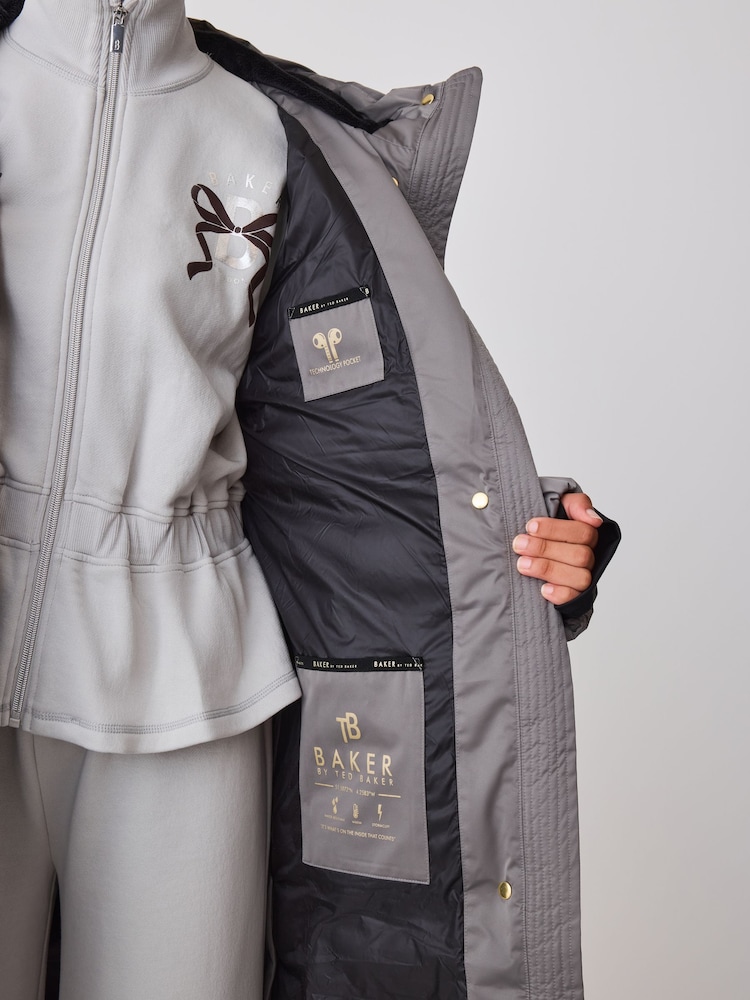 Baker by Ted Baker Duşa Davamlı Uzun Xəttli İstilik Möhürü Yastıqlı Palto - 7şəkildən 7 şəkil