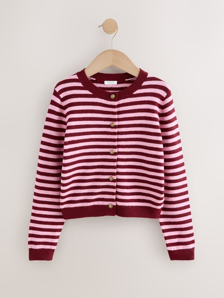 Pink and Berry Stripe - Knit Cardigan (3-16yrs) - Larawan 1 ng 4