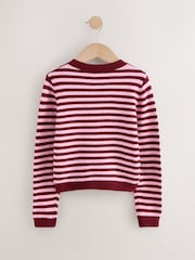 Pink and Berry Stripe - Knit Cardigan (3-16yrs) - Larawan 2 ng 4