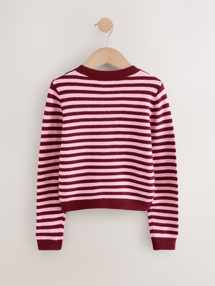 Pink and Berry Stripe - Knit Cardigan (3-16yrs) - Larawan 2 ng 4