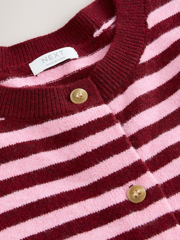 Pink and Berry Stripe - Knit Cardigan (3-16yrs) - Larawan 4 ng 4
