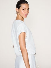 Ecru Short Sleeve V-Neck Bubblehem Top - Image 5 of 10