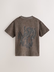 smALLSAINTS Washed Brown Oversized Orlando Logo Crew Neck T-Shirt - Image 2 of 4