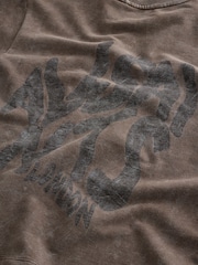 smALLSAINTS Washed Brown Oversized Orlando Logo Crew Neck T-Shirt - Image 3 of 4