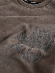 smALLSAINTS Washed Brown Oversized Orlando Logo Crew Neck T-Shirt - Image 4 of 4