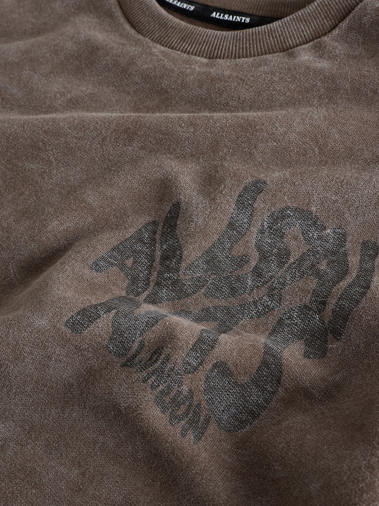 smALLSAINTS Washed Brown Oversized Orlando Logo Crew Neck T-Shirt - Image 4 of 4 smALLSAINTS Washed Brown Oversized Orlando Logo Crew Neck T-Shirt - Image 4 of 4