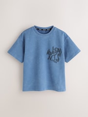 smALLSAINTS Washed Blue Oversized Orlando Logo Crew Neck T-Shirt - Image 1 of 4