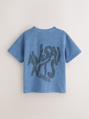 smALLSAINTS Washed Blue Oversized Orlando Logo Crew Neck T-Shirt - Image 2 of 4