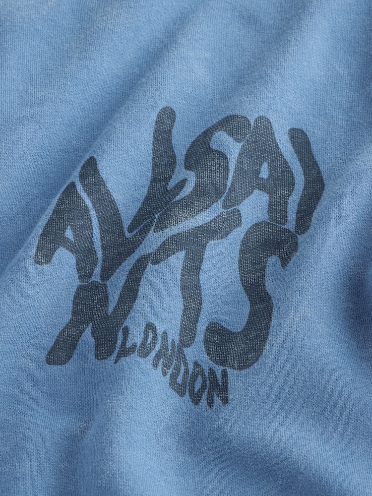 smALLSAINTS Washed Blue Oversized Orlando Logo Crew Neck T-Shirt - Image 4 of 4