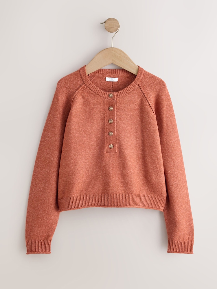 Rust Brown Henley Jumper (3-16yrs) - Image 1 of 4