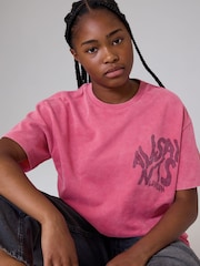 smALLSAINTS Pink Oversized Orlando Logo Crew T-Shirt - Image 1 of 8