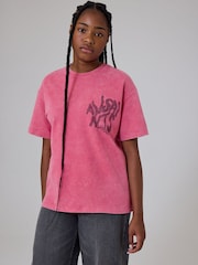 smALLSAINTS Pink Oversized Orlando Logo Crew T-Shirt - Image 2 of 8