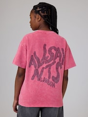 smALLSAINTS Pink Oversized Orlando Logo Crew T-Shirt - Image 3 of 8