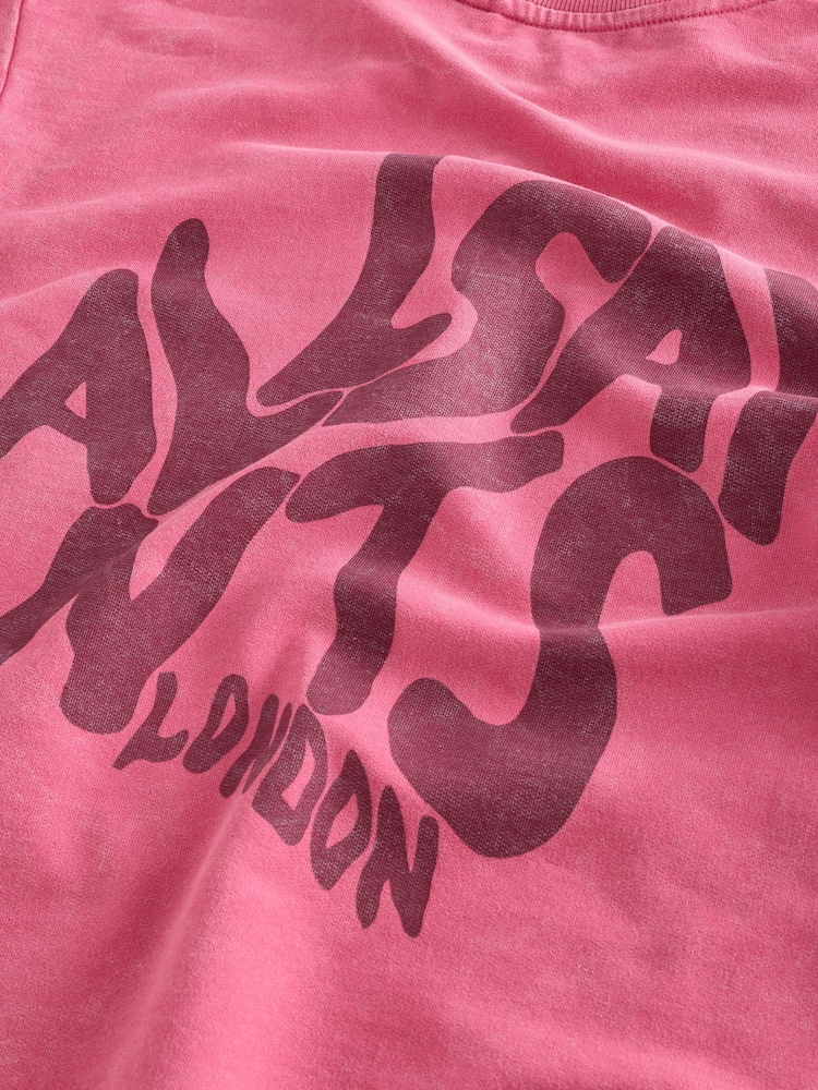 smALLSAINTS Pink Oversized Orlando Logo Crew T-Shirt - Image 8 of 8 smALLSAINTS Pink Oversized Orlando Logo Crew T-Shirt - Image 8 of 8