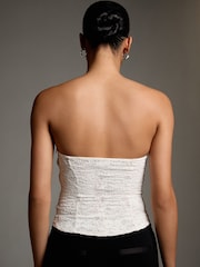 Ecru Sleeveless Floral Lace Corset Top - Image 5 of 9