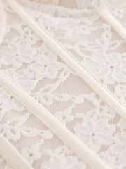 Ecru Sleeveless Floral Lace Corset Top - Image 8 of 9