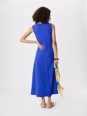Whistles Blue V-Neck Textured Dress - Image 2 of 5