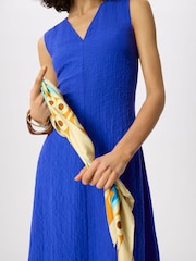 Whistles Blue V-Neck Textured Dress - Image 4 of 5