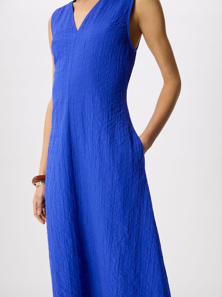 Whistles Blue V-Neck Textured Dress - Image 5 of 5 Whistles Blue V-Neck Textured Dress - Image 5 of 5