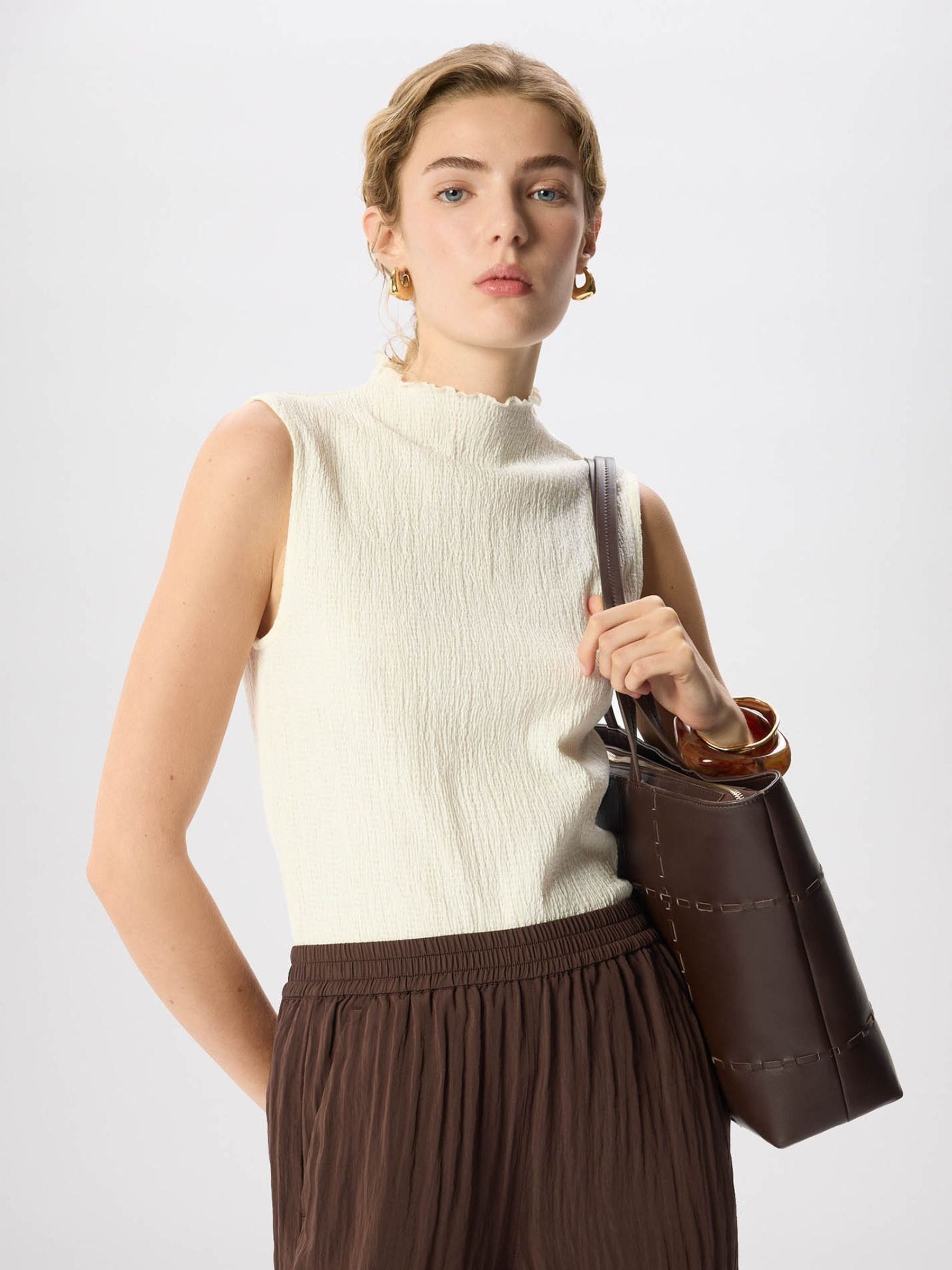 Buy Whistles White Textured Sleeveless Top from the Next UK online