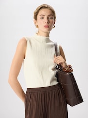 Whistles White Textured Sleeveless Top - Image 3 of 5