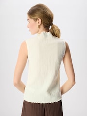 Whistles White Textured Sleeveless Top - Image 4 of 5