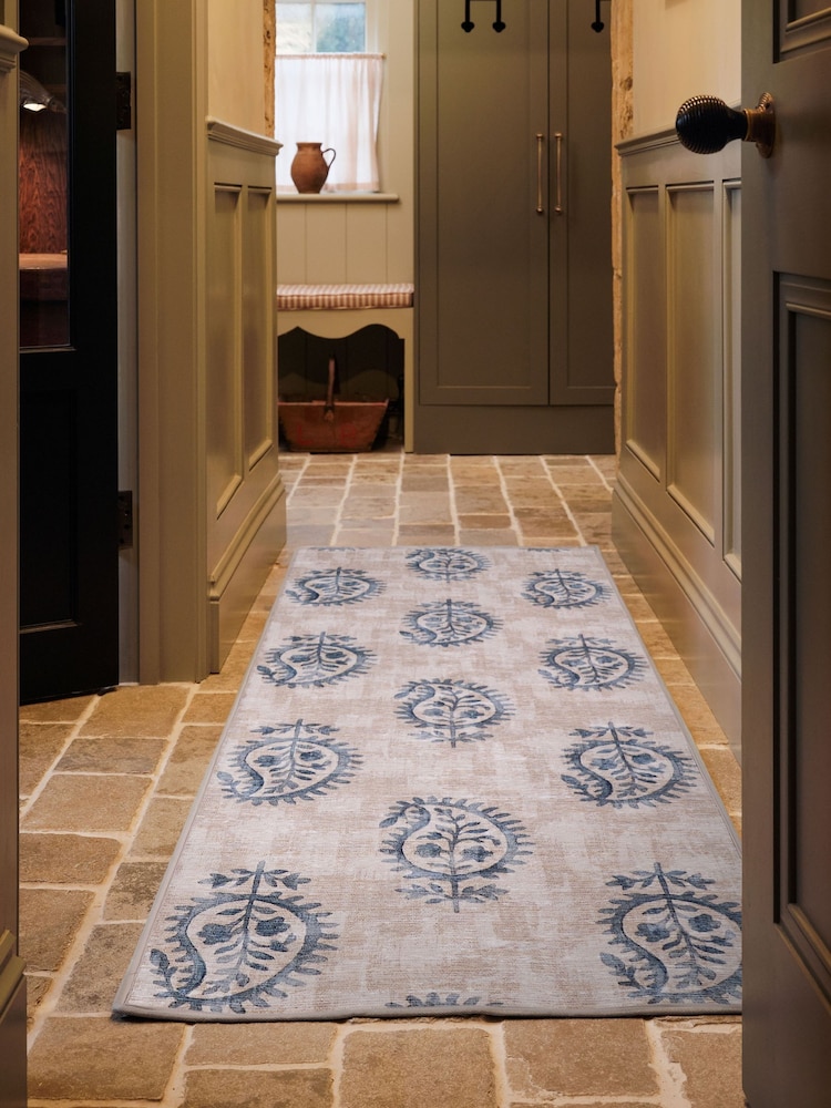 Hug Rug Blue Woodblock Paisley Runner - Image 1 of 4