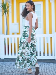 Yumi White Animal Print Cotton Tiered Maxi Skirt - Image 3 of 4