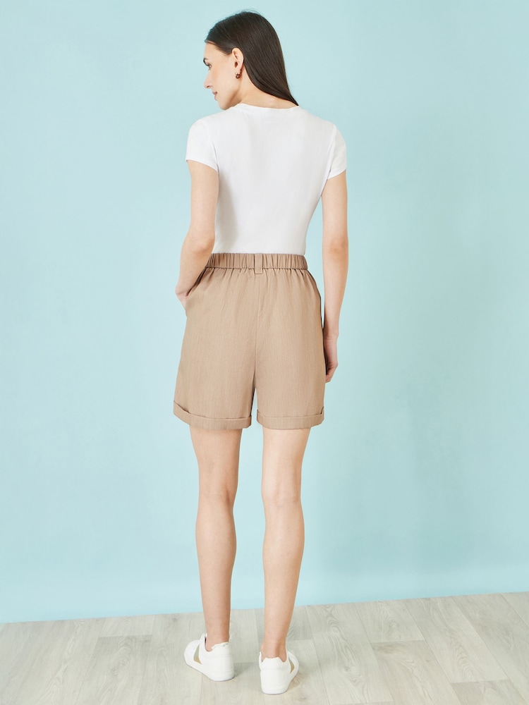 Yumi Brown Pleat Front Shorts - Image 3 of 3