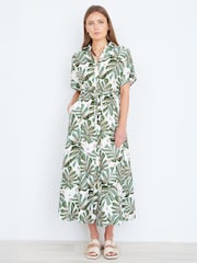Estampado de hojas verdes - Yumi Viscose Relaxed Boho Print Maxi Shirt Dress - Imagen 1 de 4