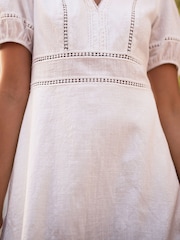 Yumi White Cotton Lace Trim Skater Sun Dress - Image 4 of 4