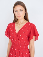 Yumi Broderie Anglaise Wrap Midi Dress With Flower Embroidery - Imagen 5 de 5