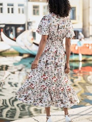 Yumi Cream Botanical Print Viscose Midi Dress - Image 2 of 5