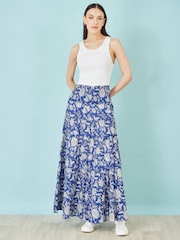 Yumi Floral Cotton Tiered Maxi Skirt - Imagen 1 de 3